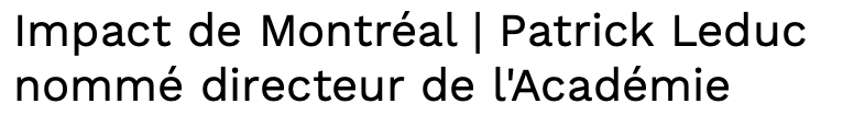 Une autre preuve que l'Impact....Est un COUNTRY CLUB....