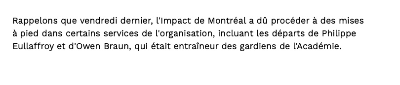 Une autre preuve que l'Impact....Est un COUNTRY CLUB....