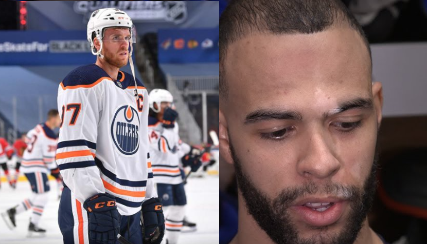 Connor McDavid VISE Darnell Nurse...et son DG...