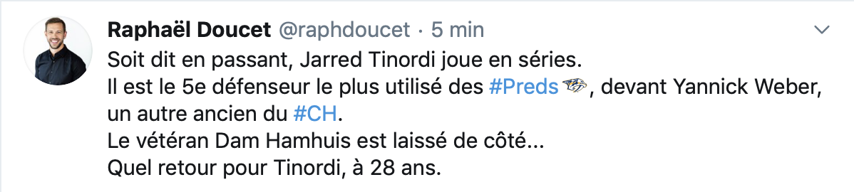 Depuis qu'il est parti de Montréal, il n'a pas arrêté de progresser...