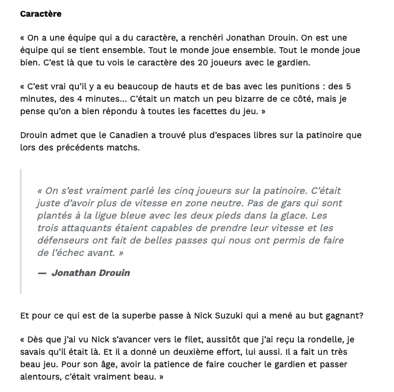 Joel Armia et Jonathan Drouin FIERS....de ne pas avoir été PARESSEUX...