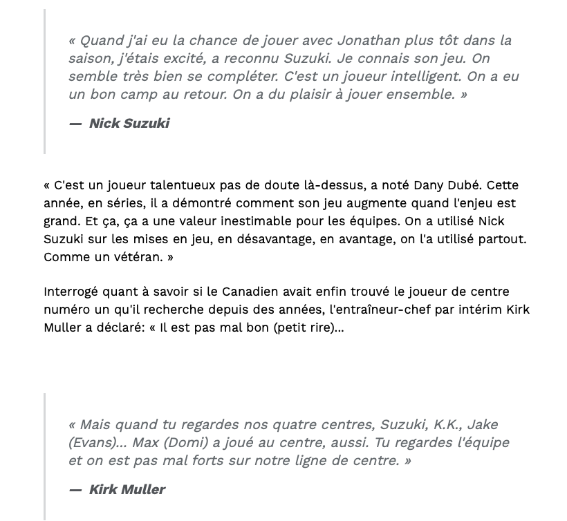 Jonathan Drouin et Nick Suzuki, pourquoi avoir attendu?!?!?!?!?