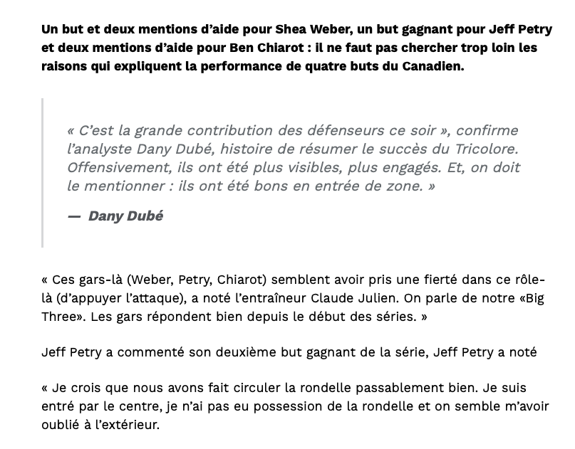 Les défenseurs du CH.... Ont été FOUETTÉS par les critiques...