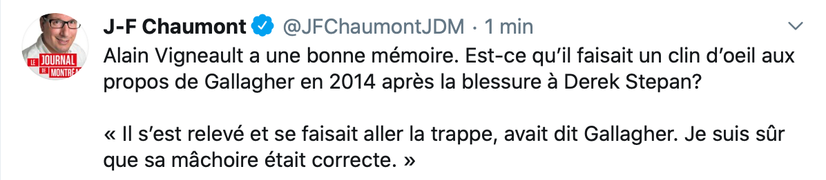 OUCH...Alain Vigneault a mis ça dans les dents de Gallagher...