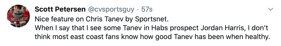 Un genre de Chris Tanev à Montréal bientôt...