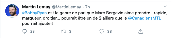 Bobby Ryan à Montréal!!!! Selon Martin Lemay...