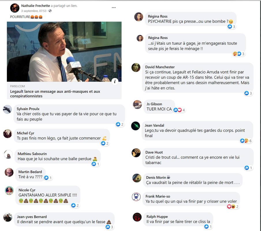 François Legault MENACÉ de MORT, BRAVO LUCIE LAURIER!