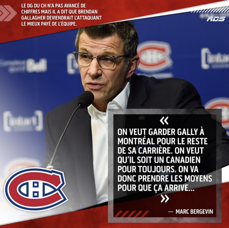 Marc Bergevin confirme que Gallagher sera le mieux payé...