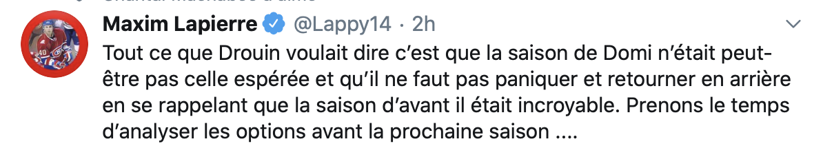 Maxim Lapierre doit arrêter.. De défendre tous les Québécois...