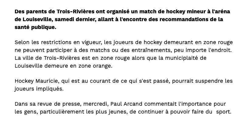 HOCKEY COVIDIÉ à Trois-Rivières!!!