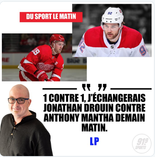 Jonathan Drouin à Détroit pour Anthony Mantha...selon...