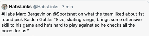 Kaiden Guhle DÉCRIT de la même façon par tous les RECRUTEURS...sauf Bergevin!!!