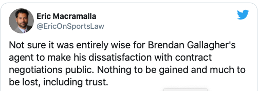 L'agent de Brendan Gallagher...a été CAVE...