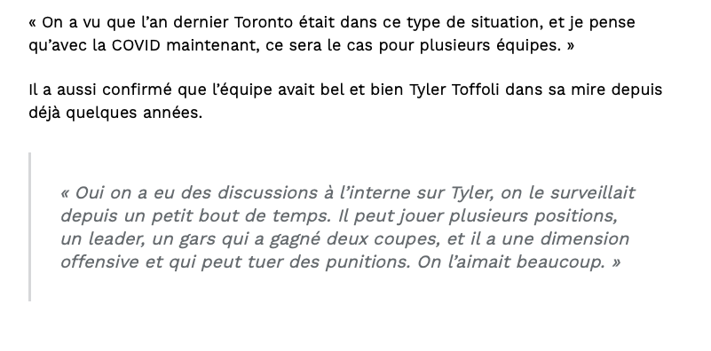 Marc Bergevin ne peut pas MENTIR...