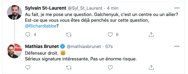 Mathias Brunet se moque d'Alex Galchenyuk....