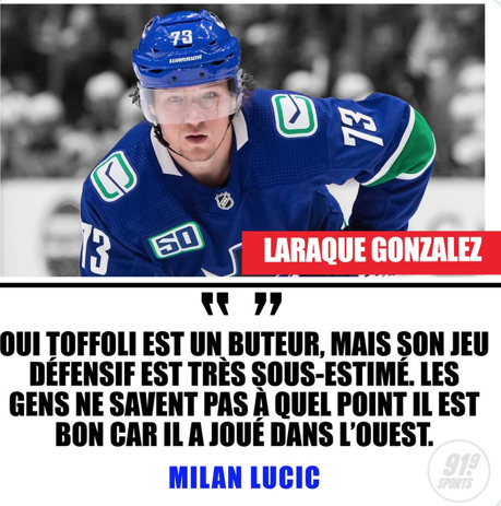 Tyler Toffoli: au tour de Milan Lucic....