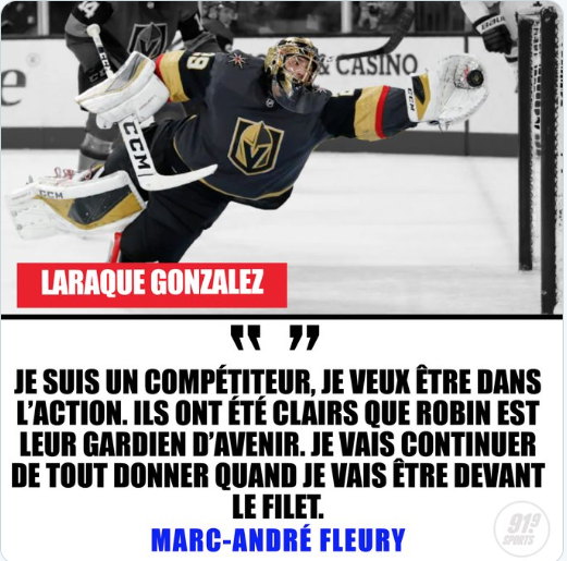 Vegas traite vraiment Marc-André Fleury comme une SOUS-M...