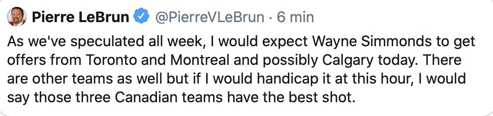 WOW...Pierre LeBrun répète que le CH...