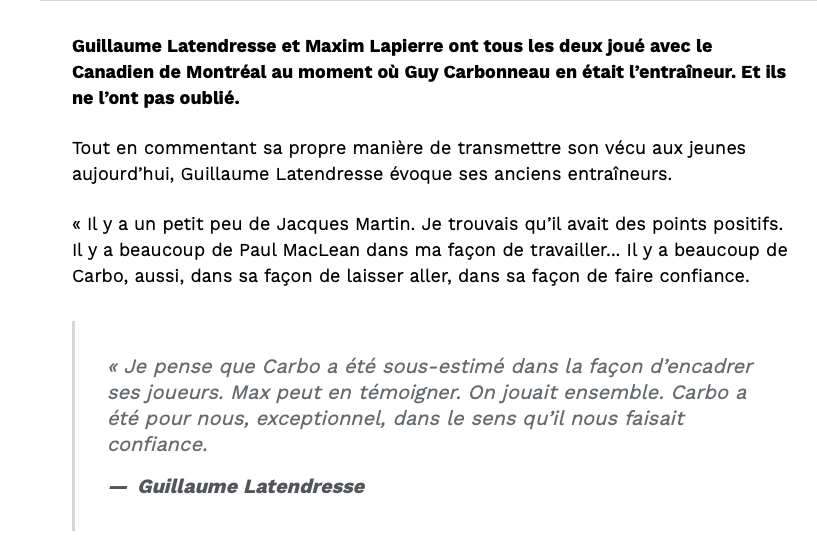 Alex Kovalev a parlé dans le dos de CARBO...et de ses CHOUCHOUS Lapierre-Latendresse...