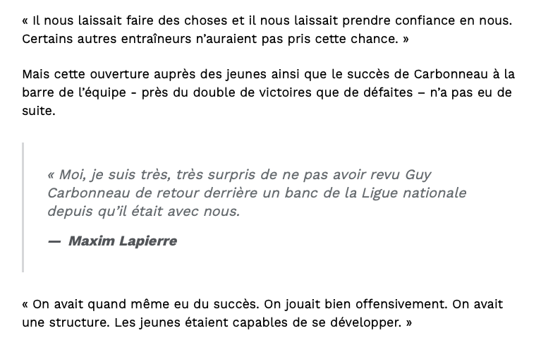 Alex Kovalev a parlé dans le dos de CARBO...et de ses CHOUCHOUS Lapierre-Latendresse...