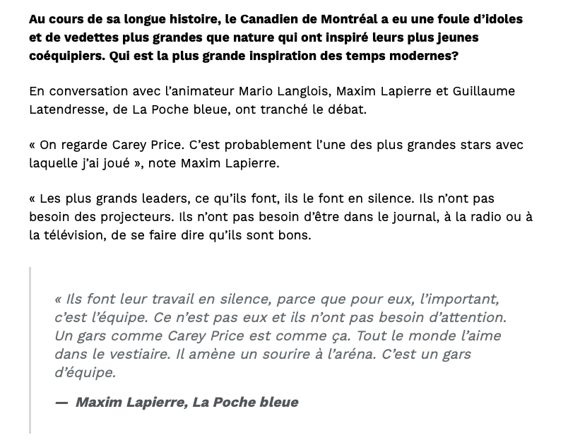 Du GROS LOVE de Guillaume Latendresse...pour Carey Price...