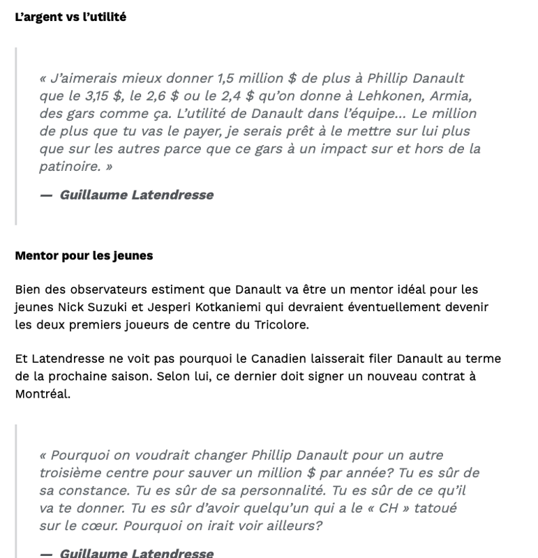 Fallait ben Guillaume Latendresse... Pour voir Phil Danault...