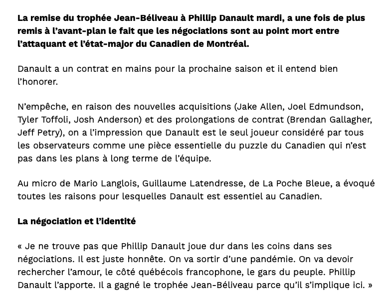 Fallait ben Guillaume Latendresse... Pour voir Phil Danault...