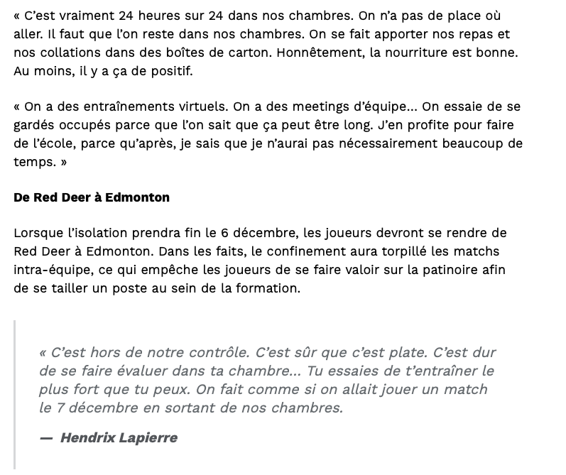 Hendrix Lapierre parle comme un gars...COCKY?