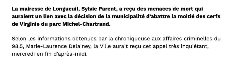 La mairesse de Longueuil MENACÉE de MORT...