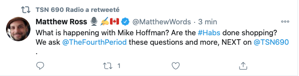 Le CH est encore intéressé à Mike Hoffman?!?!??!?!?!?