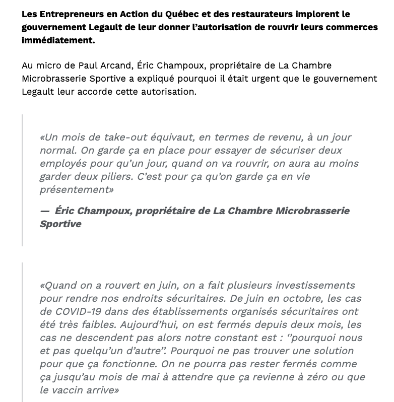 Les retaurateurs du Québec...se font FOU...SOLIDE...