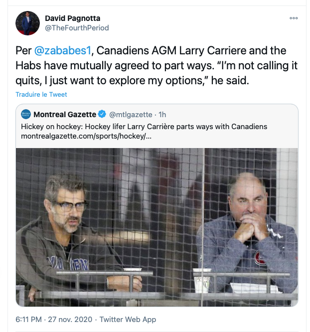 Marc Bergevin montre la porte de sortie à Larry Carrière...