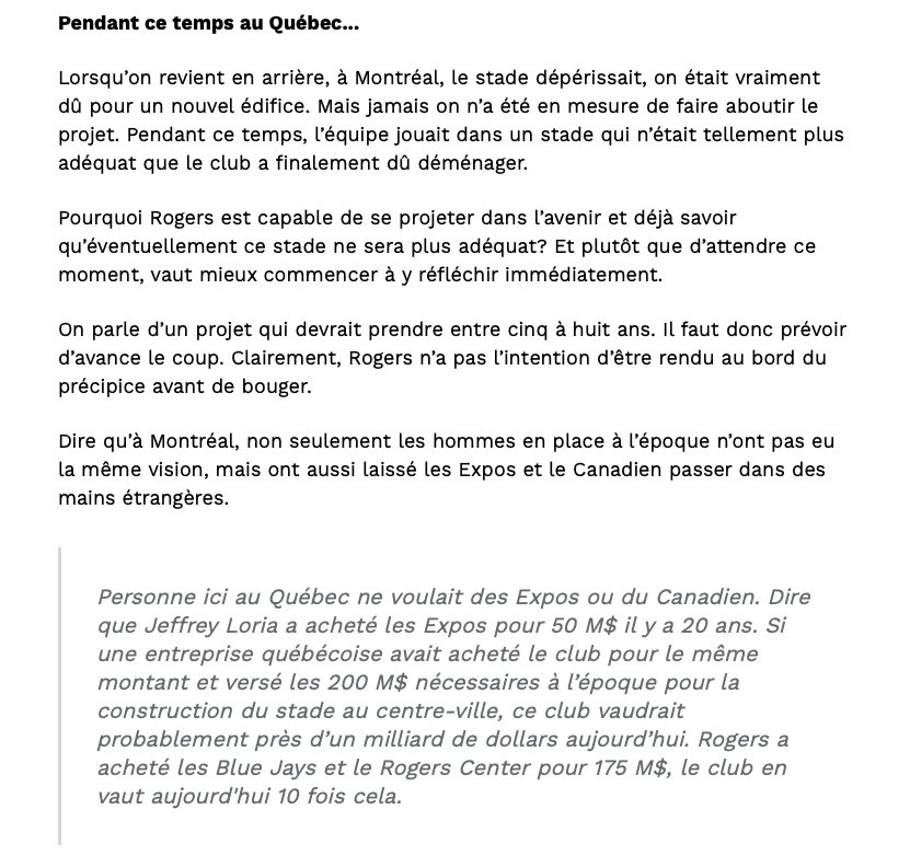 Toronto les GAGNANTS.... Montréal les PERDANTS....