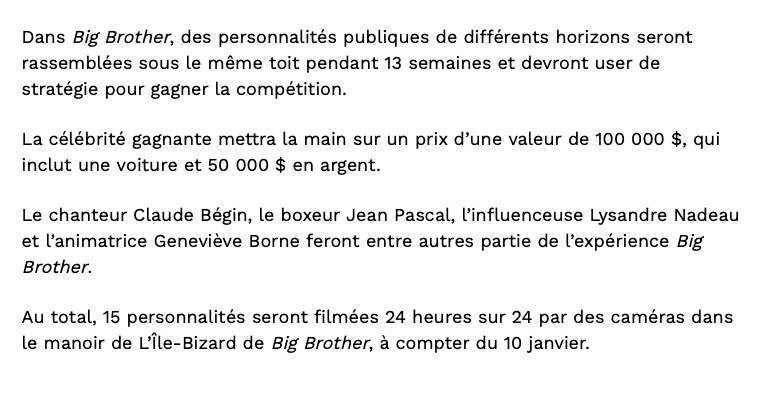 BIG BROTHER CÉLÉBRITÉS...Avec des PETITES CÉLÉBRITÉS...