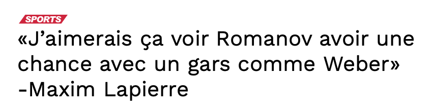 Maxim Lapierre veut Alex Romanov avec Shea Weber...
