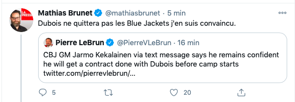 Pierre-Luc Dubois SOUS CONTRAT avant le 3 janvier...