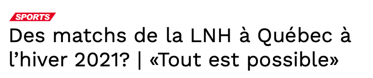 Québec va accueillir des matchs!!?!?!?!?!?!?