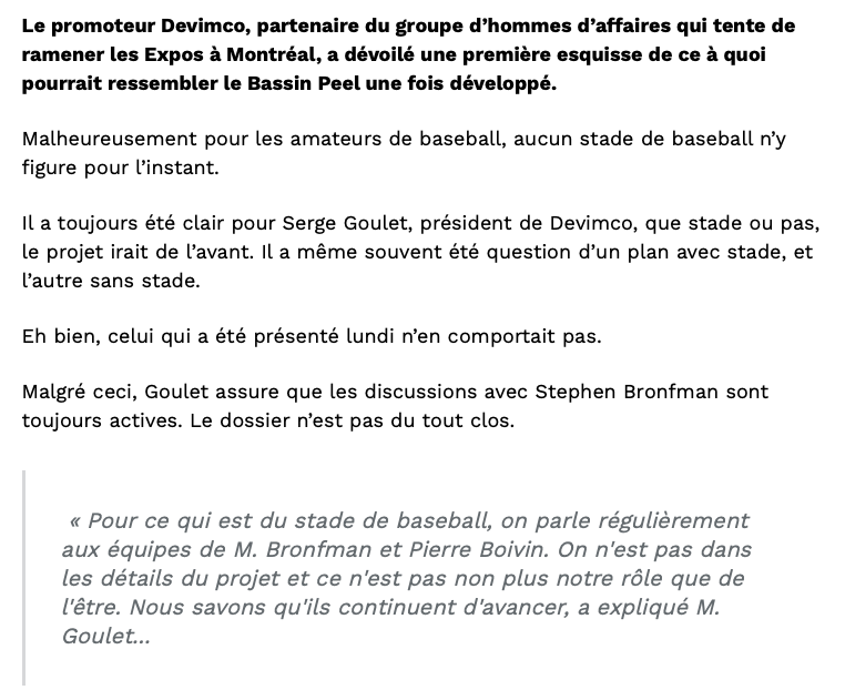 RETOUR des EXPOS: Le STADE...Va figurer dans le 2e SCHÉMA du BASSIN PEEL..