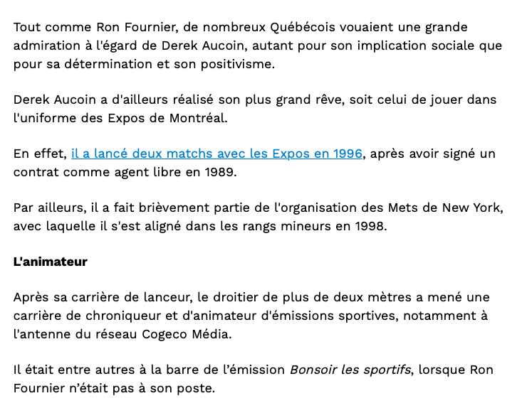 Ron Fournier TRÈS ÉMU par la mort de Derek Aucoin..