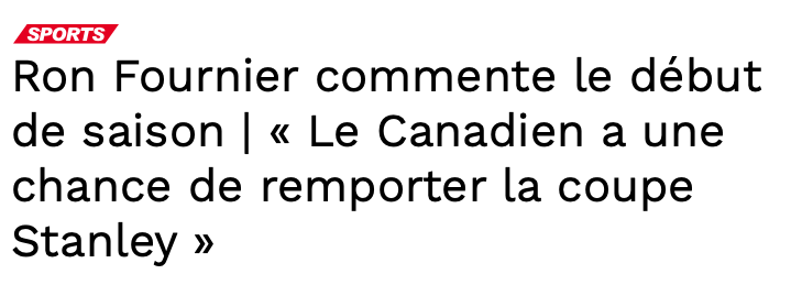 Au tour de Ron Fournier de PARLER de Coupe Stanley!!!