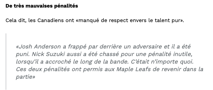 Dany Dubé n'est pas TENDRE avec Nick Suzuki et Josh Anderson...