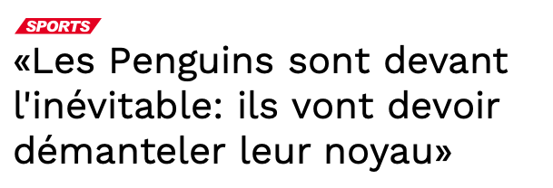 Evgeni Malkin sera ÉCHANGÉ sous peu...