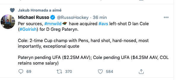 Greg Pateryn va aller gagner la Coupe Stanley au Colorado...