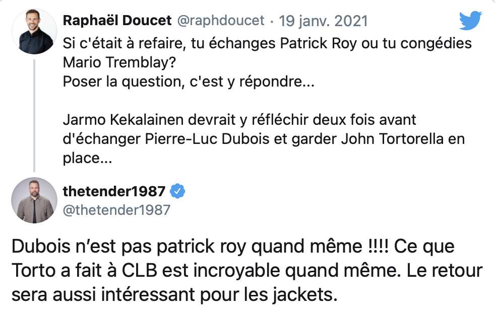 Guillaume Latendresse prend le côté de Tortorella...