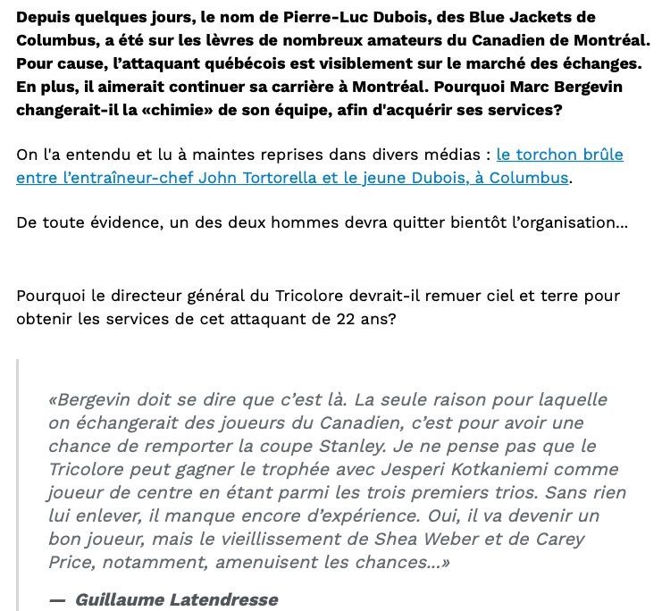 Guillaume Latendresse veut VRAIMENT...Qu'on envoie Jesperi Kotkaniemi à Columbus...