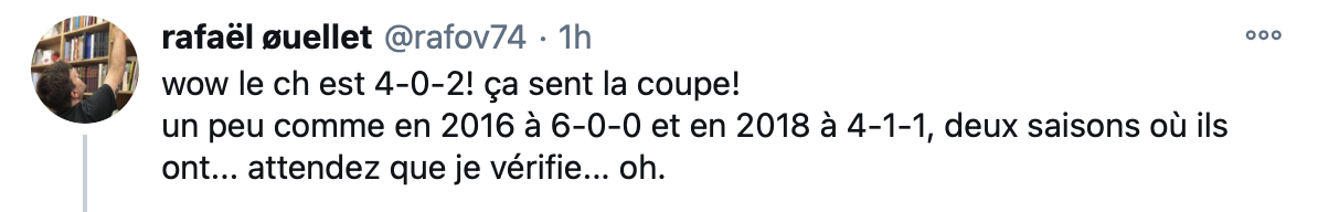 Il faudrait se calmer, avant d'envoyer le CH en finale de la coupe...