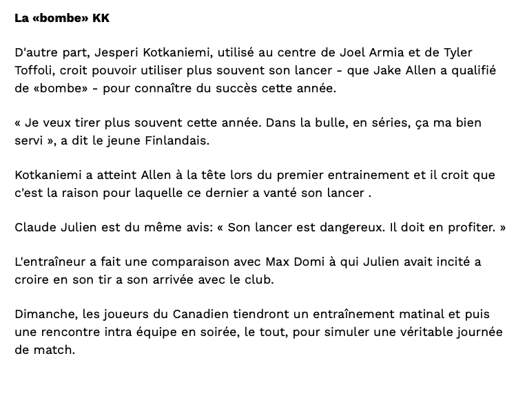 Jesperi Kotkaniemi...une BOMBE à Columbus...