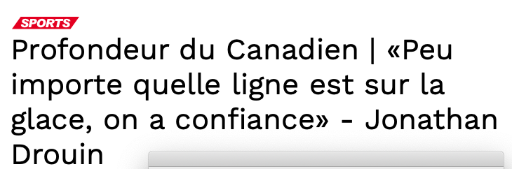 Jonathan Drouin était SOULAGÉ de ne pas avoir été ÉCHANGÉ à Columbus..