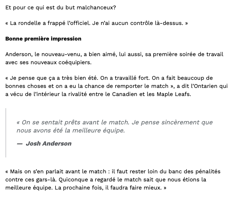 Josh Anderson se fait NIAISER à Toronto..