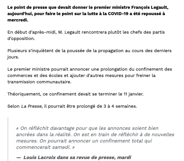 Le CONFINEMENT sera PROLONGÉ d'un MOIS...MINIMUM...